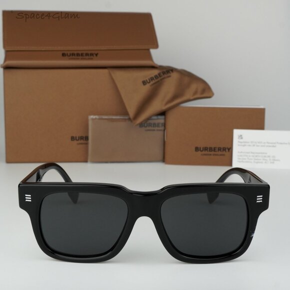 BRAND NEW Burberry BE4394 300187 Black Dark Grey Unisex Square Sunglasses - Picture 2 of 12
